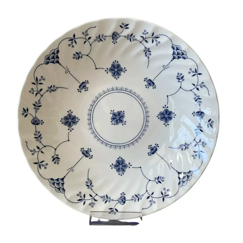 Queen's FINLANDIA Blue & White Floral Porcelain Pasta Bowls 9in ENGLAND New